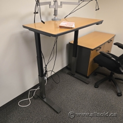 Knoll Light Cherry Powered Height Adjustable Sit Stand Desk